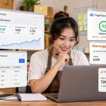 Pemilik UMKM menggunakan tools SEO gratis untuk menganalisis performa dan meningkatkan visibilitas website bisnis
