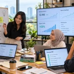 Tim digital marketing menyusun ide konten blog yang membantu optimisasi SEO website UMKM untuk meningkatkan visibilitas